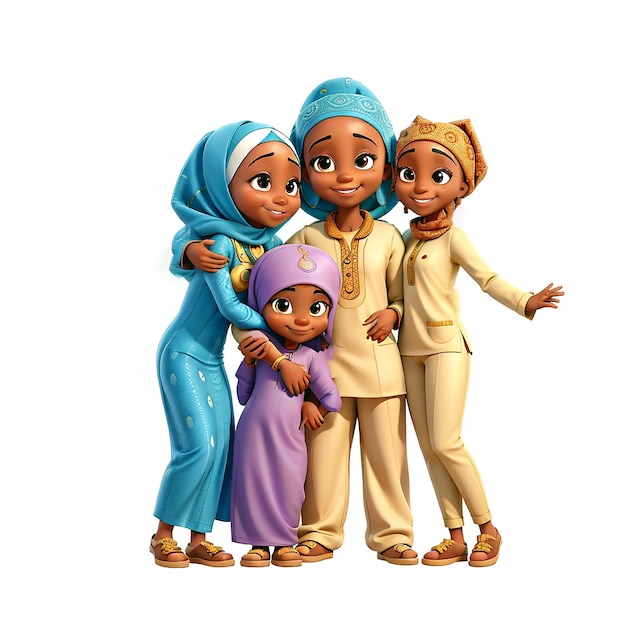 3D animated Muslim family member ai generated