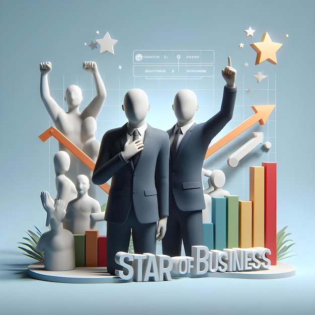 3D Animation Celebrating Business Growth with Rising Bars and Trend Line