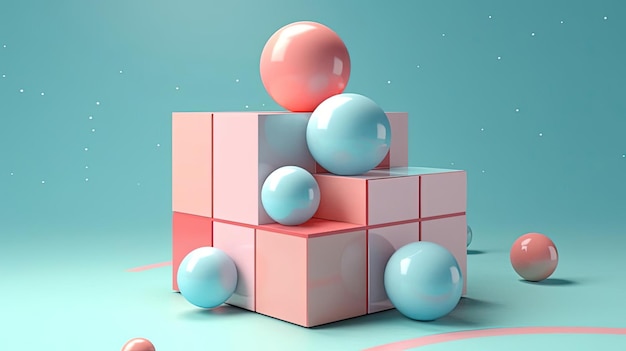 3d animation of cubes in the style of light pink