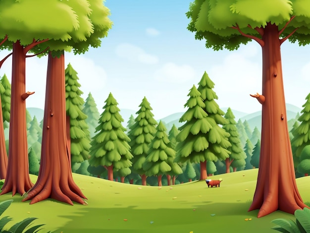 3D Animation Style Free vector village scene with landscape natural background