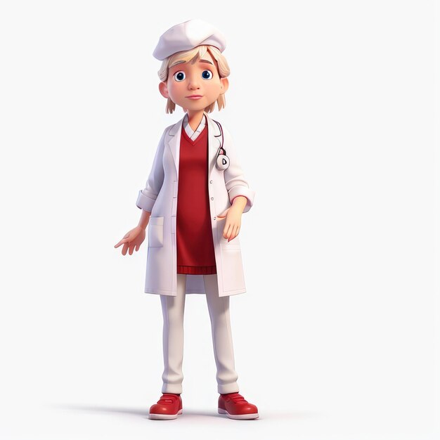 3D Animation Style white Background Doctor