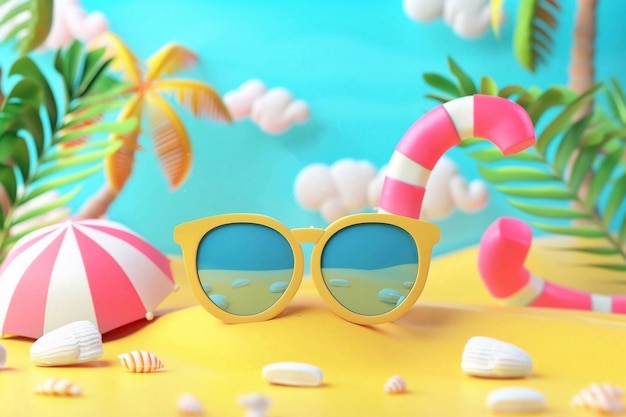 3D Animation summer illustration for summer time background and summer vibes