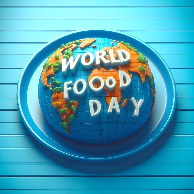 Photo 3d animation for world food day blue plate visuals