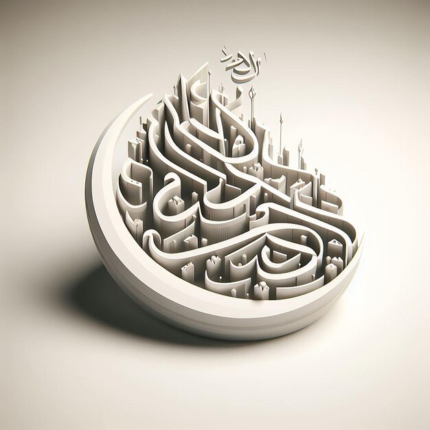 3D Arabic Calligraphy Ramadan Kareem as StandAlone Sculpture on White Background