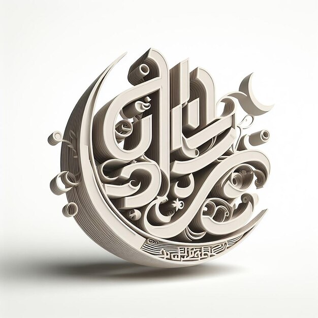 3D Arabic Calligraphy Ramadan Kareem as StandAlone Sculpture on White Background