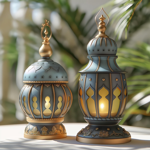 3d arabic lanterns for islamic ramadan celebration