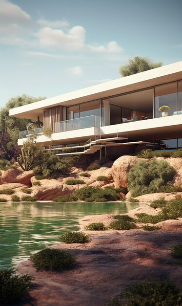 3d architectural rendering clif villa house design