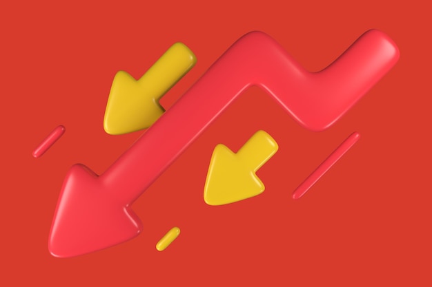 3d Arrow on red background