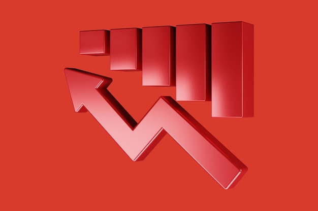 3d Arrow on red background