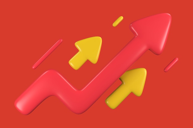 3d Arrow on red background