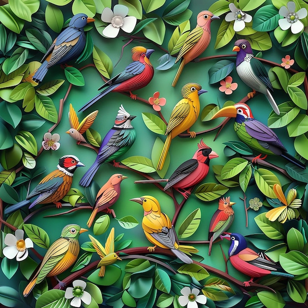 3D art of birds