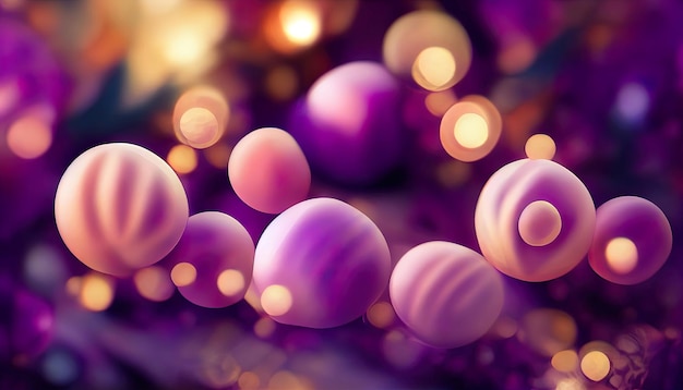 3D art purple abstract background with bokeh defocused lights christmas