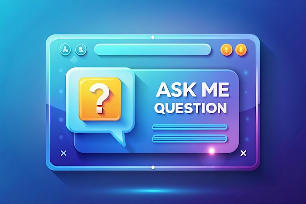 Photo 3d ask me a question illustration user interface window template collection modern vector in 3d style