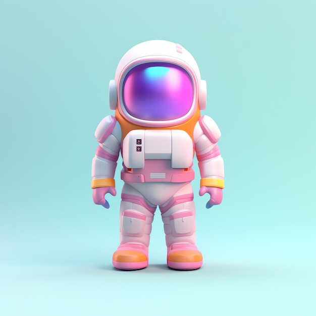 3d astronaut icon with colorful background