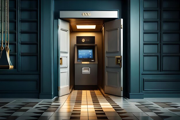 3D automatic teller machine Money comes outand money falls to the floor