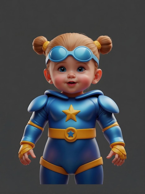 Photo 3d baby girl super hero