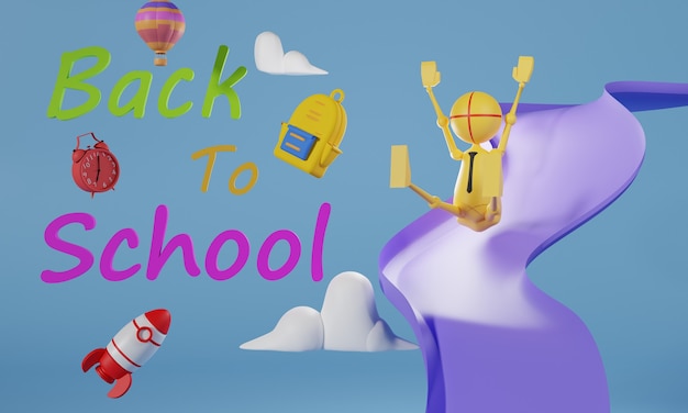 3D back to school illustration design