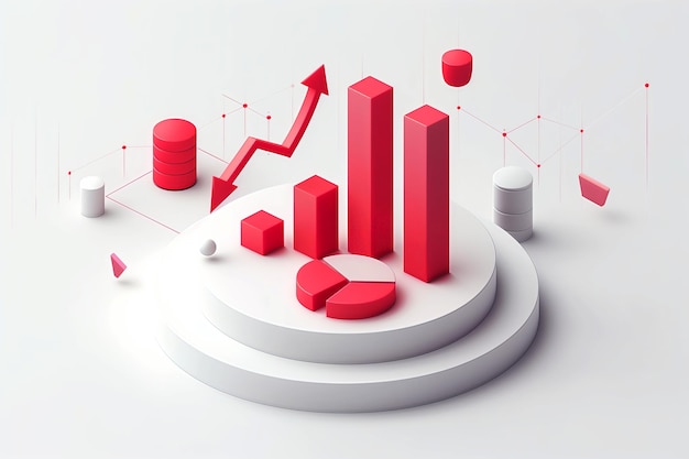 3D background analytical bar graph