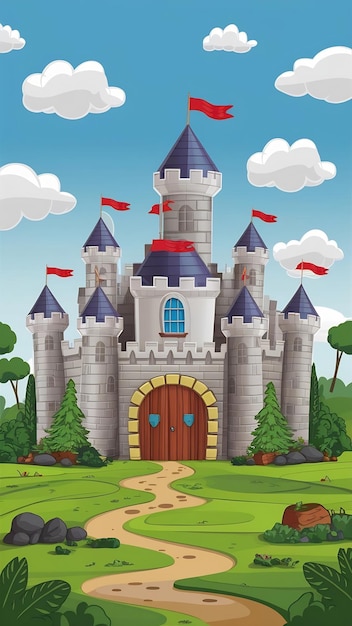 Photo 3d background for children with castle