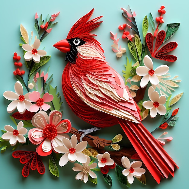 3d background design bird and flower 3d