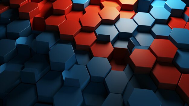 3d background of hexagons with blue and pink geometry