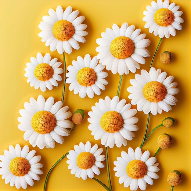 3d background with beautiful daisies Generative Aix9