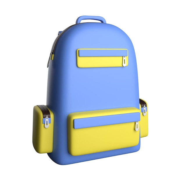 3D backpack for school supplies isolated on white. 3D rendering