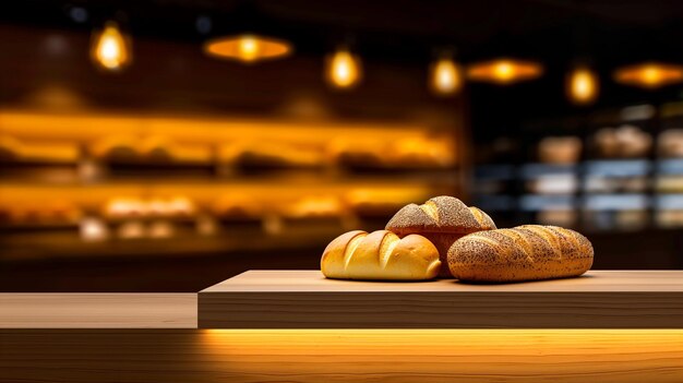 Photo a 3d bakery display case with freshly baked bread and pastries symbolizing a warm and inviting