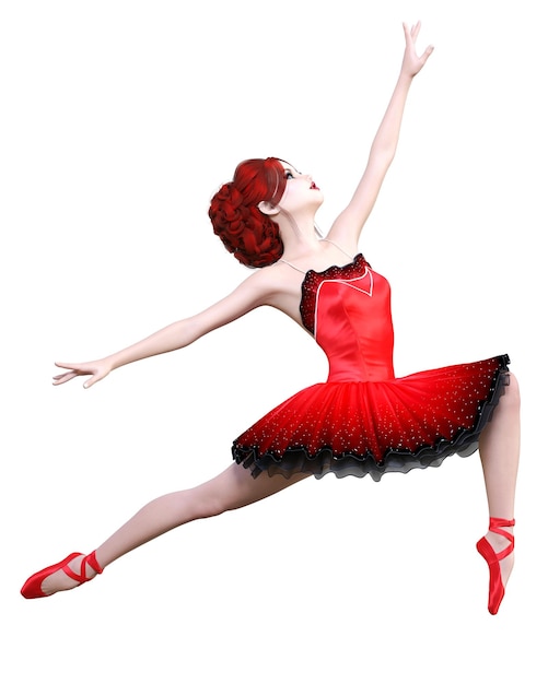 3D ballerina in red tutu