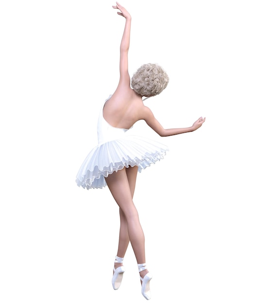 3D ballerina in white tutu