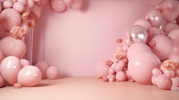 3d balloon arch decoration for photo studio Generative AI