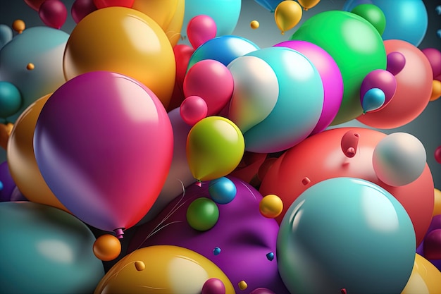 3d balloons full color background generated by ai