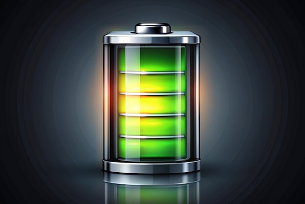 3D Battery icon The battery is charging Battery charge from low to high Discharged and charged battery Trendy and modern vector in 3d style