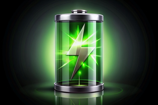 3D Battery icon The battery is charging Battery charge from low to high Discharged and charged battery Trendy and modern vector in 3d style