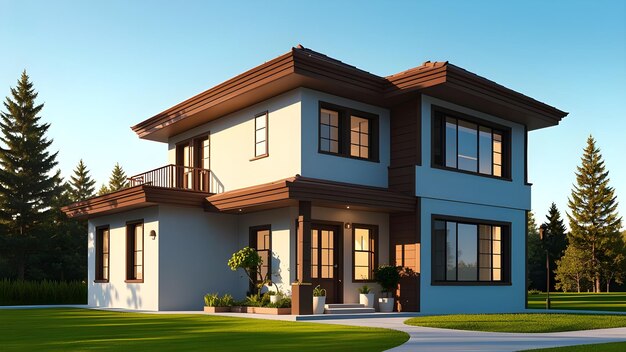 3d beautiful residential house render