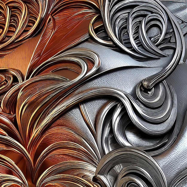 3D beautiful scroll and filigree pattern render