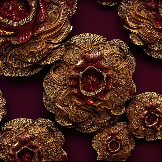 3D beautiful scroll and filigree pattern render