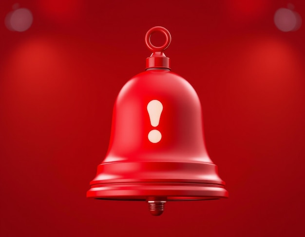 3D Bell with red danger alert notification New important message Urgent online call Attention sign Social media reminder