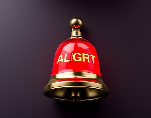 3D Bell with red danger alert notification New important message Urgent online call Attention sign Social media reminder