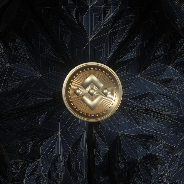 3d binance coin cryptocurrency logo on abstract background