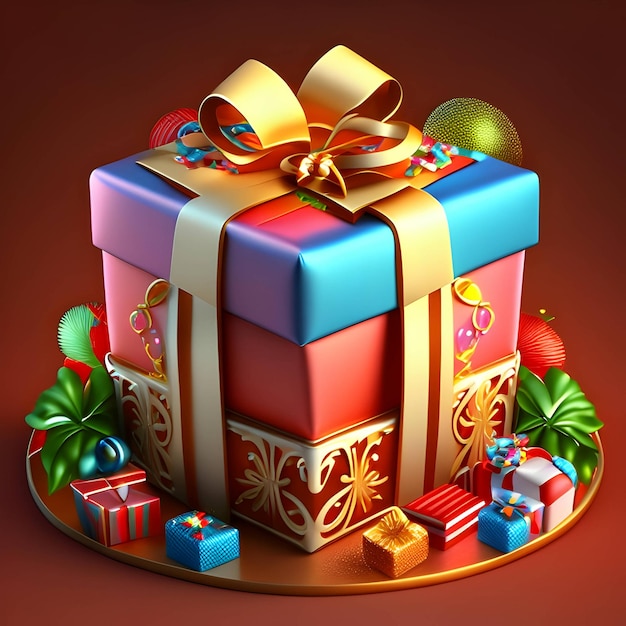 3d Birthday Icon With Presents AI Generative