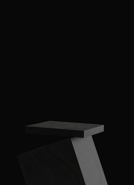 3D Black geometric stage podium Dark background