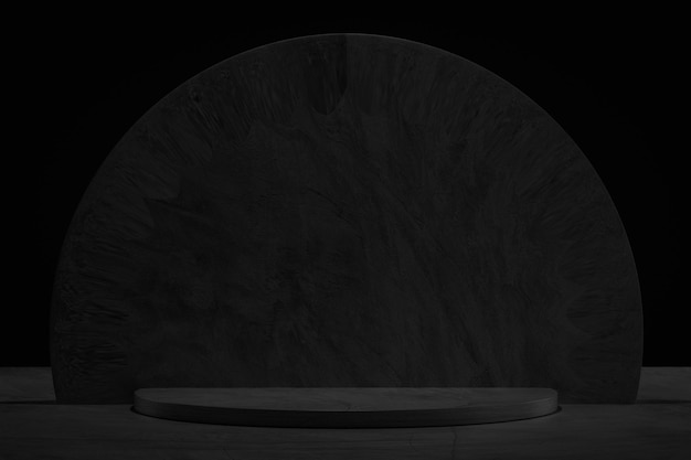 3D Black geometric stage podium Dark background