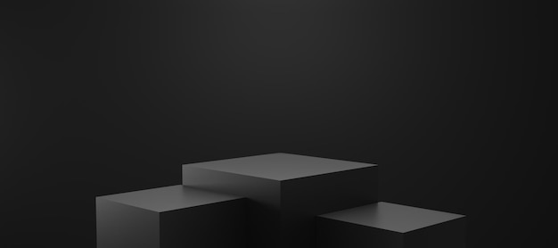 3D Black Square Product Display Podium