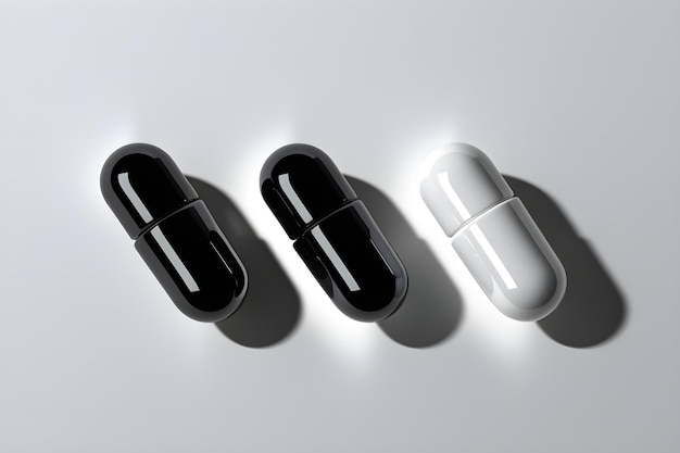 3D black white capsule pills