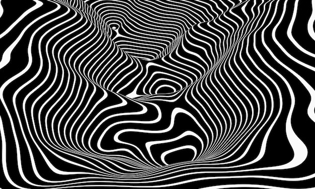 3D Black and white contour lines Topographic terrain