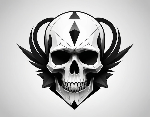 Photo 3d black and white skull logo