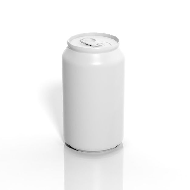 3D blank aluminium soda mockup isolated on white