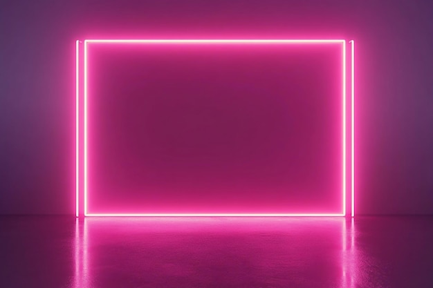 Photo 3d blank frame neon pink glow outline wallpaper background