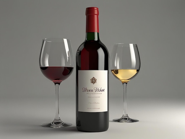 3D Blank Wine Bottle with white background